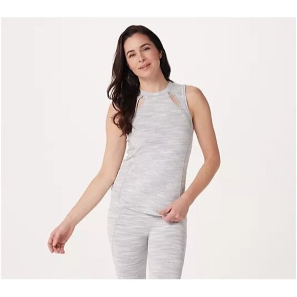 NWT Zuda Knit Tank Top Sz 3X Gray Space Dye Seaming Detail Slim Fit Sleeveless - Picture 1 of 9